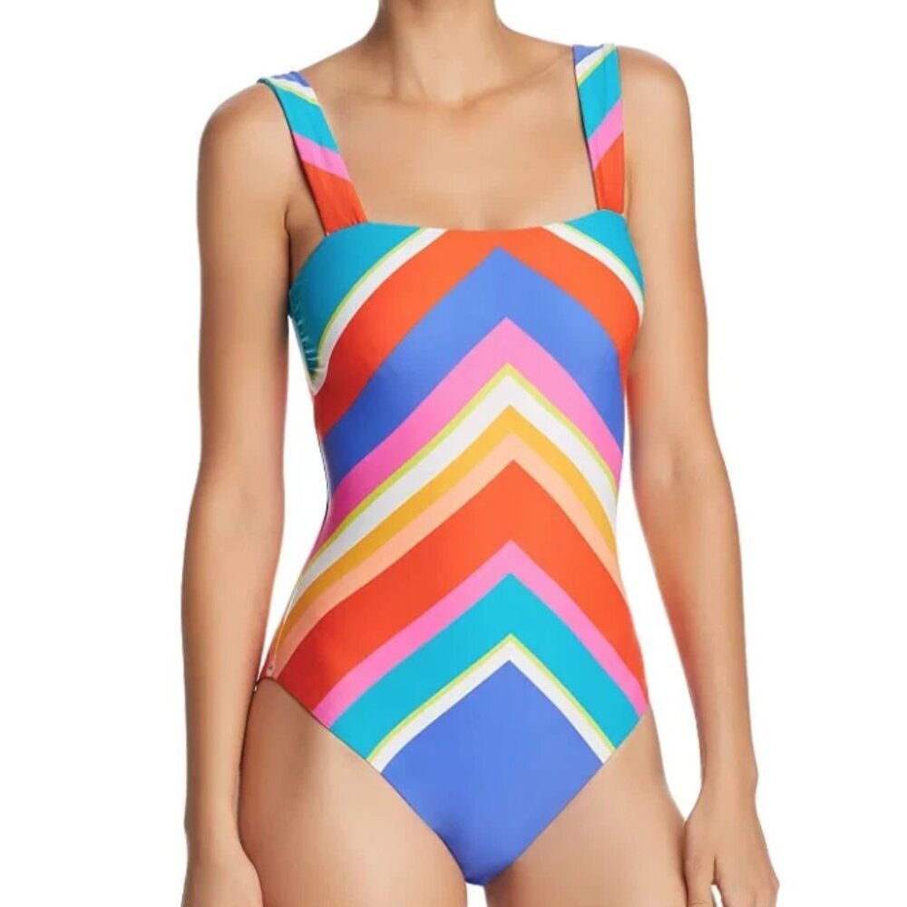 NWT Trina Turk Women's Sunset Chevron One Piece Swimsuit 4